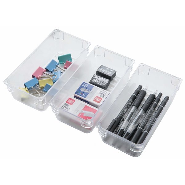 Basicwise Clear Plastic Drawer Organizers, PK 3 QI003394.3